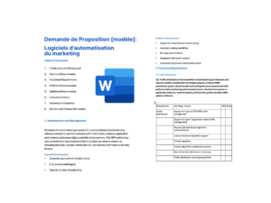 Demande de Proposition: Logiciels d'automatisation du marketing