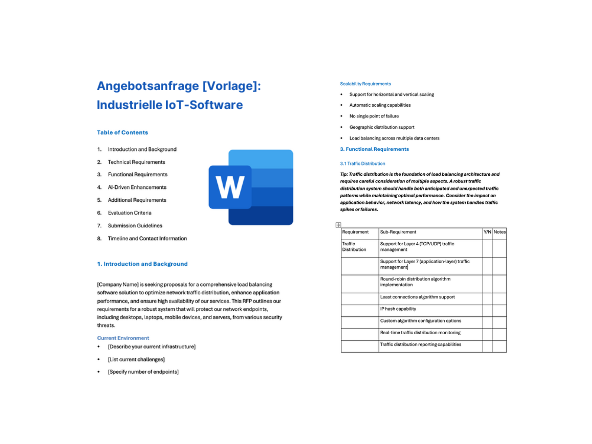 Angebotsanfrage: Industrielle IoT-Software