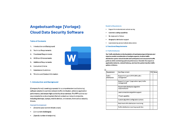 Angebotsanfrage: Cloud Data Security Software